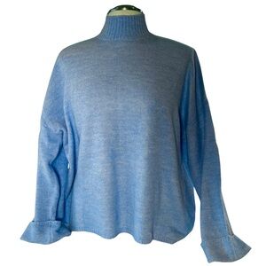 Workshop blue mock neck long sleeve relaxed fit sweater M